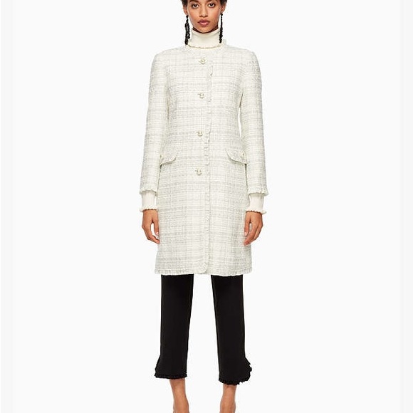 Kate Spade New York Cream Star Bright Sparkle Tweed Coat Size 0–10 | NWOT - Picture 5 of 10
